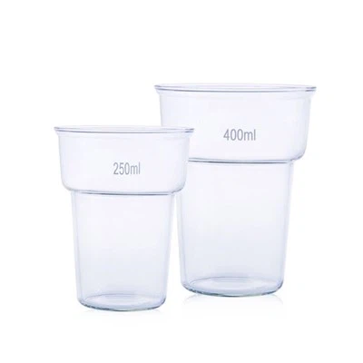 Laboratoriebruk 400 ml borosilikat 3,3 glasskopp gjennomsiktig fargebeger